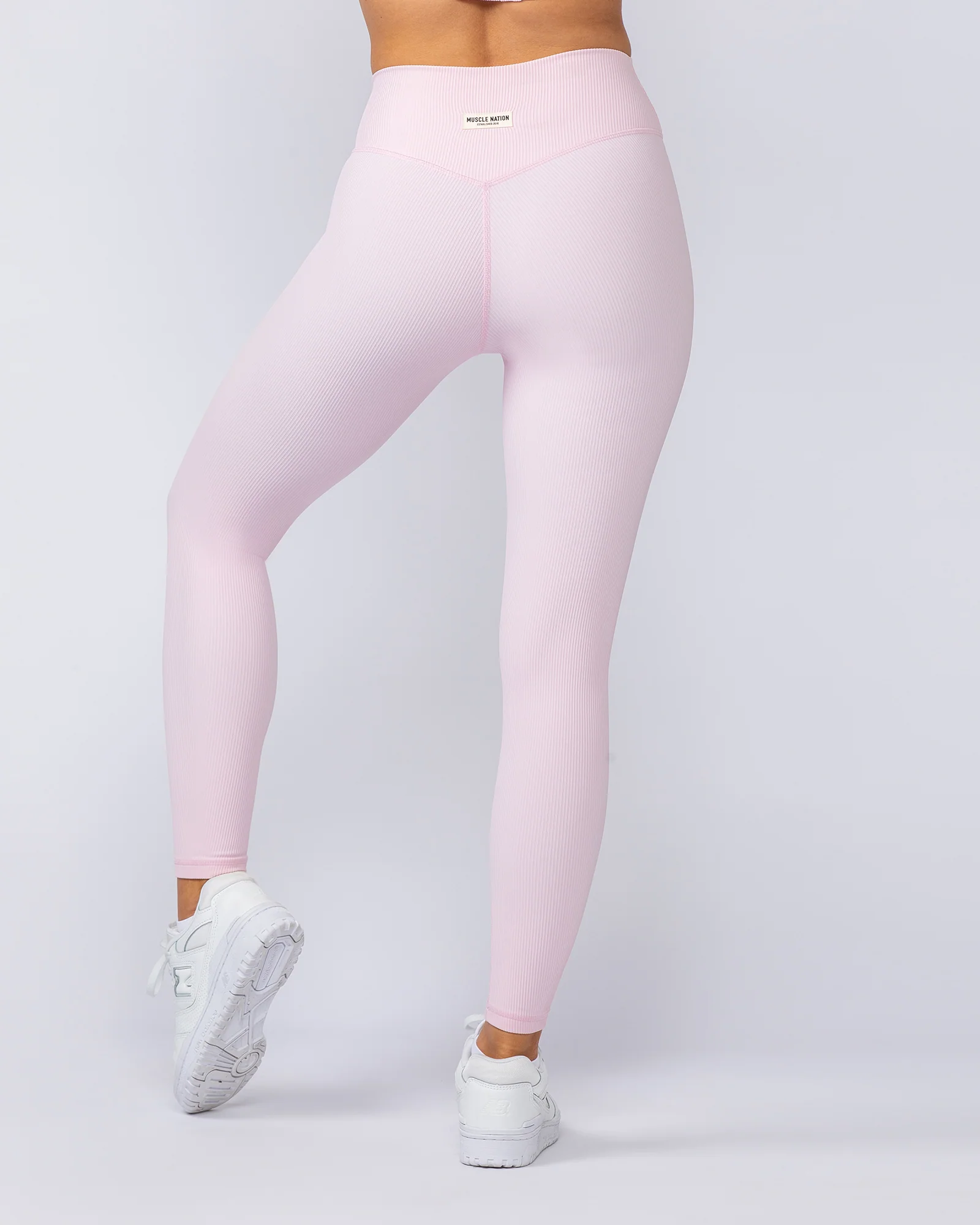 Zero Rise Rib Ankle Length Leggings - Baby Pink - Image 5