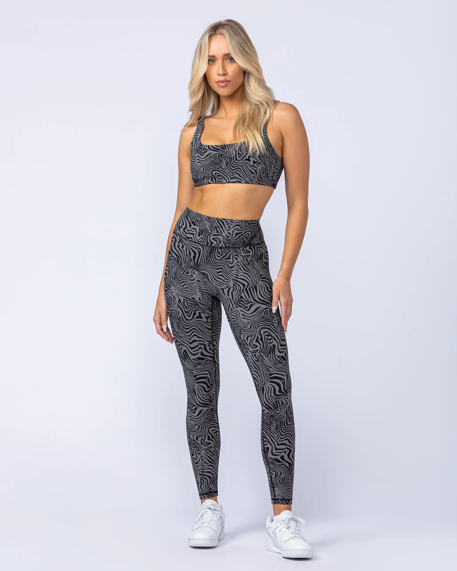 Zero Rise Rib Ankle Length Leggings - Black Zebra - Image 7