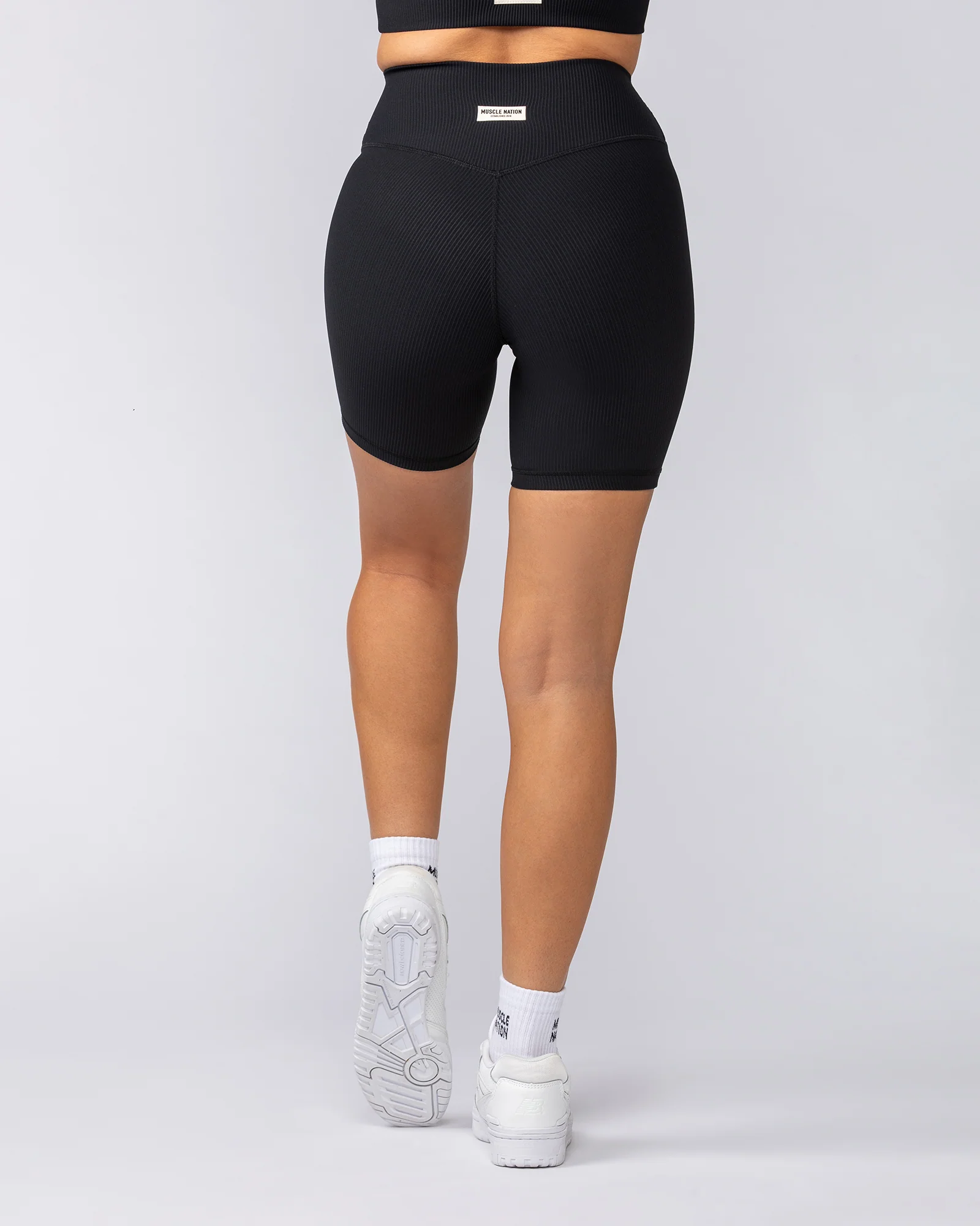 Zero Rise Rib Bike Shorts - Black (Silicone Logo) - Image 5