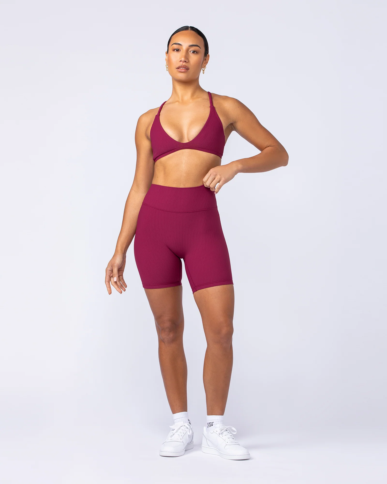 Zero Rise Rib Bike Shorts - Rose Bud - Image 6