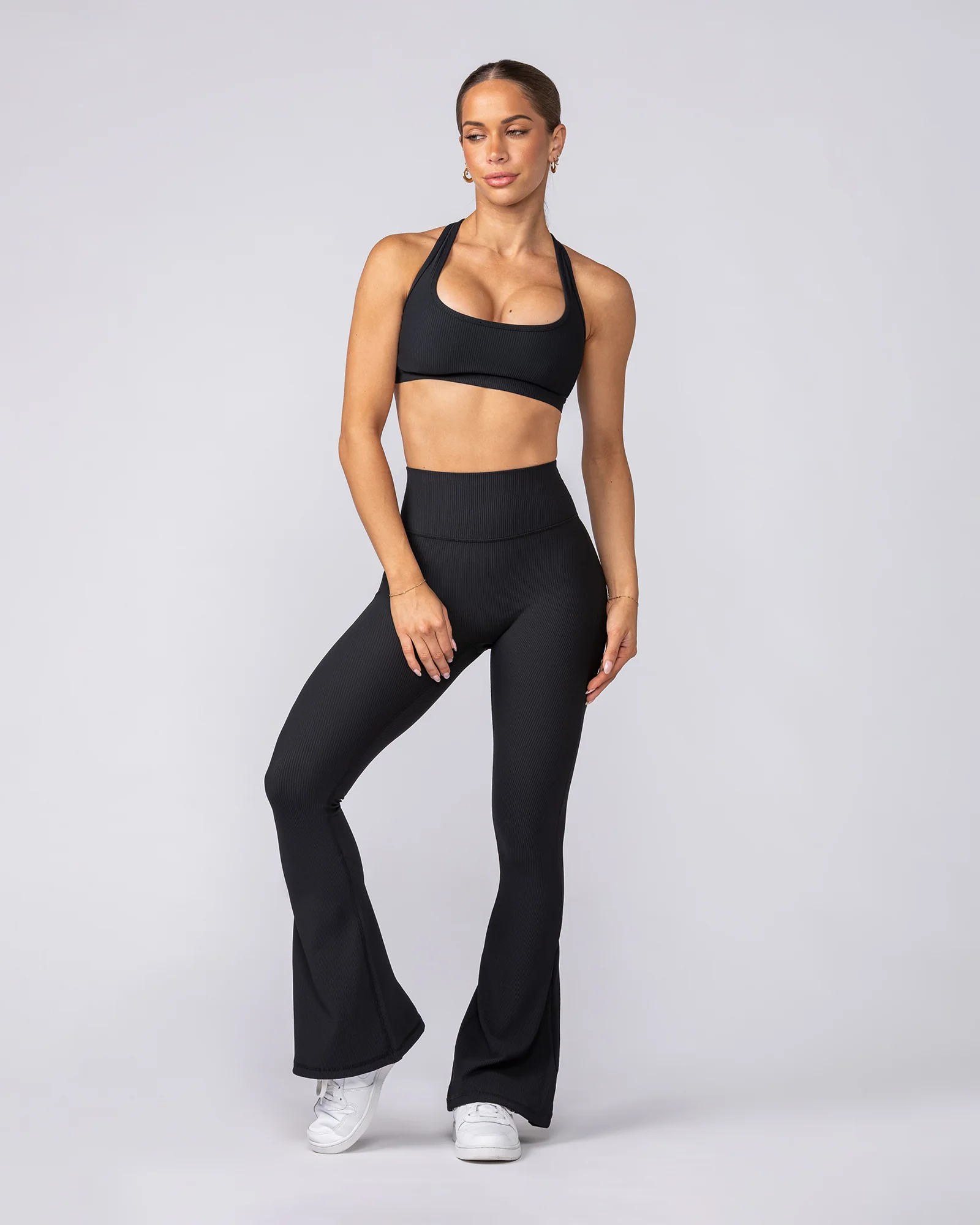 Zero Rise Rib Flare Leggings - Black - Image 6