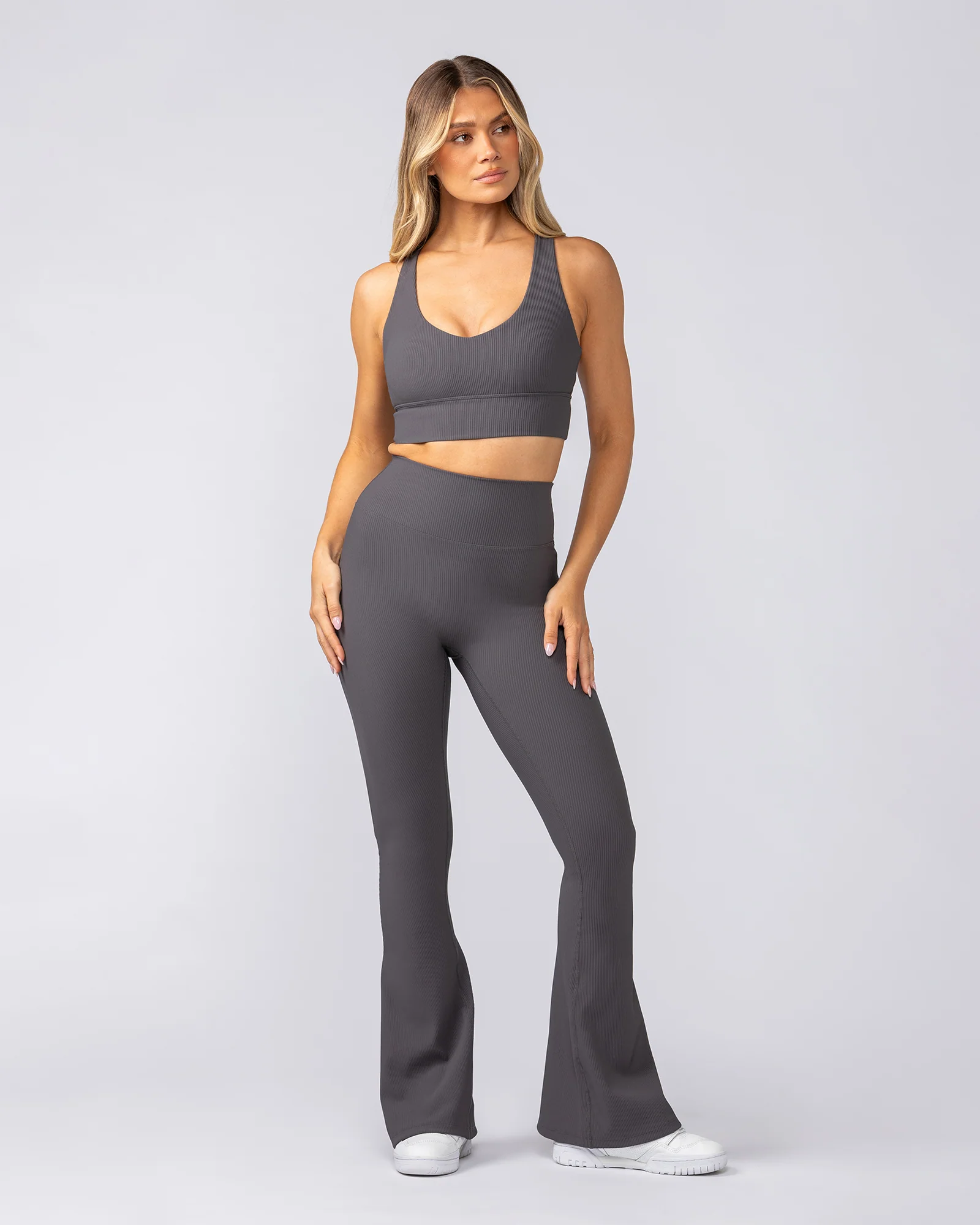 Zero Rise Rib Flare Leggings - Phantom - Image 5